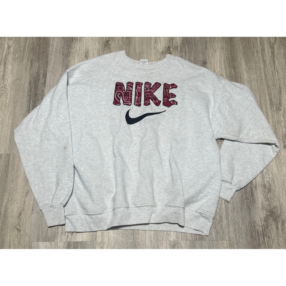 Nike Hanes EcoSmart Sweatshirt XL Gray Bandana Logo‎ Pullover Top